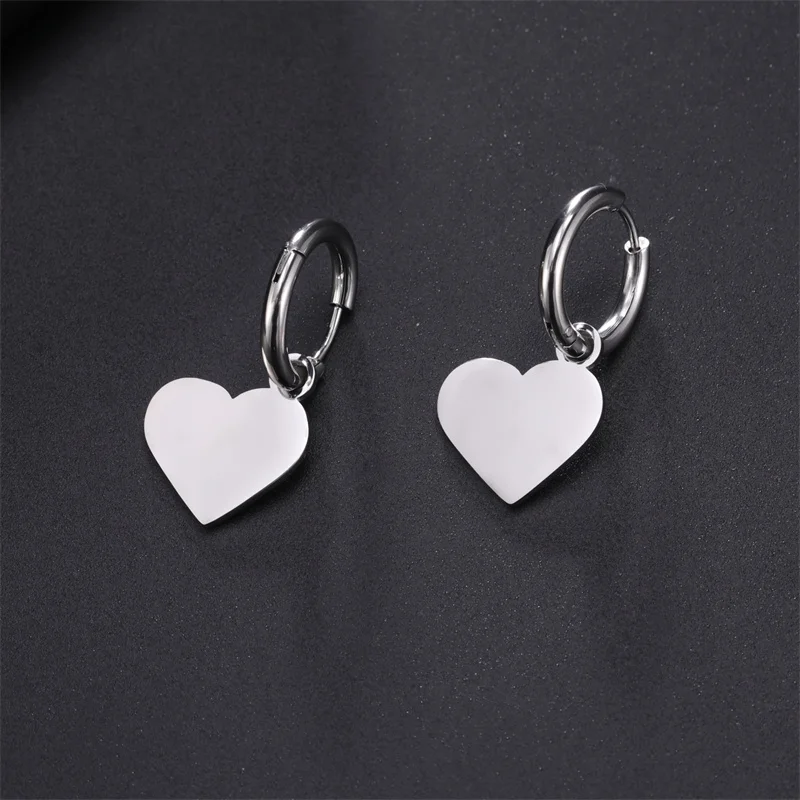 Gothic Punk Kreis Herz Edelstahl Ohrringe für Frauen minimalist ische Sonne Blume Anhänger Charme Ohrringe Schmuck Party Geschenke – Detail 26