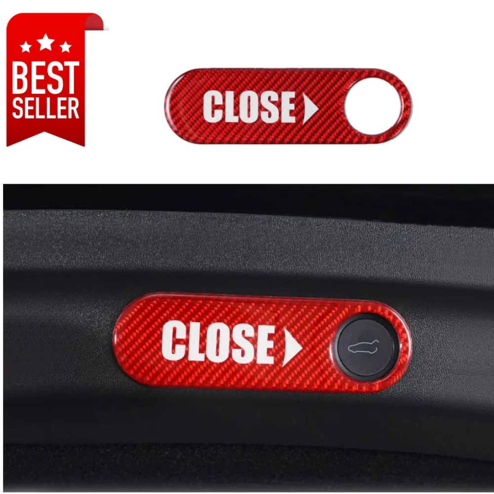 테슬라 모델 3 모델 Y 2018-2022 카본 파이버 리어 트렁크 스위치 버튼 프롬프트 스티커 트림 자동차 인테리어 튜닝 액세서리