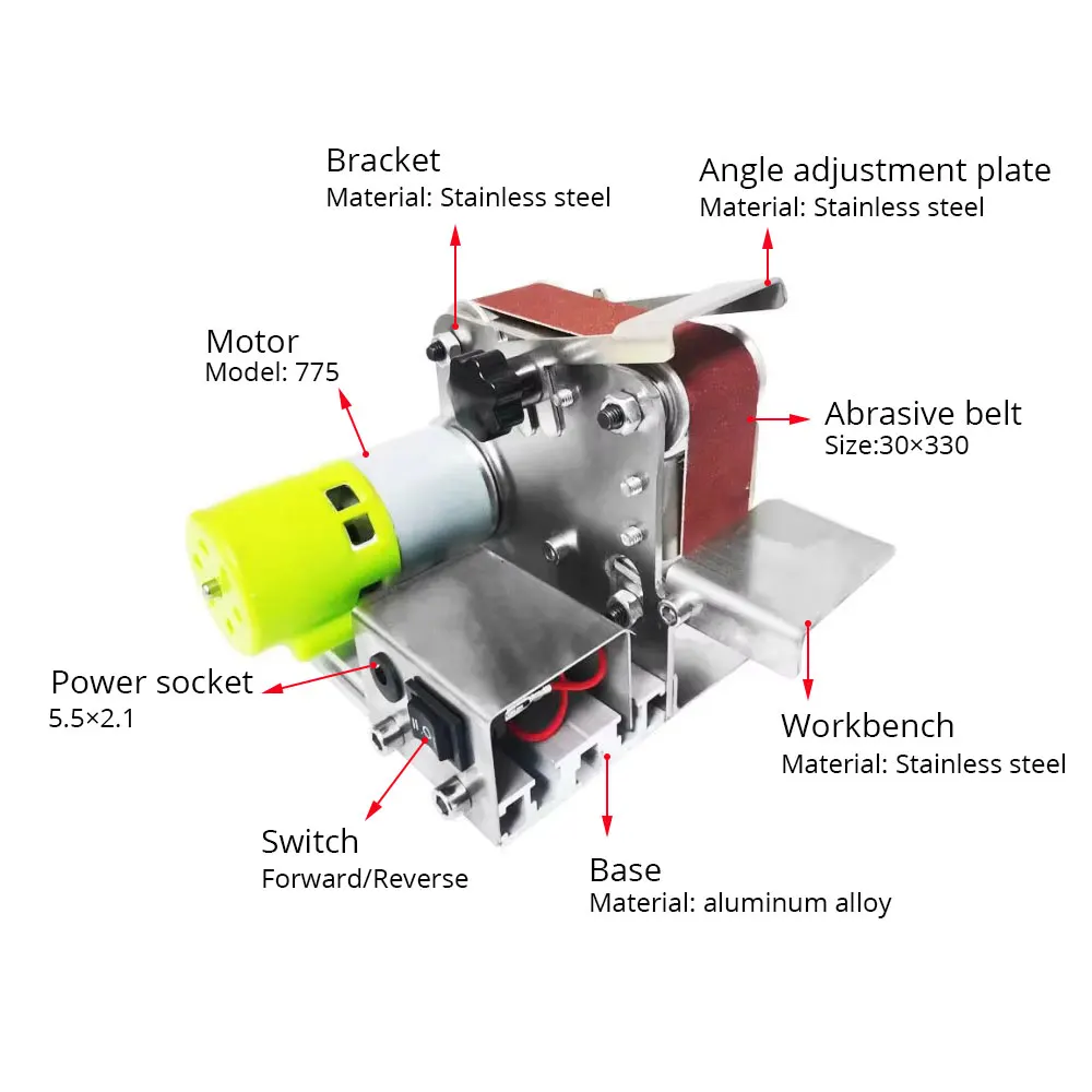Mini Electric Sander Belt Grinder Multifunctional DIY Knife Sharpener, 775 110-240v 4-axis Variable Speed Handheld Power Tools 4