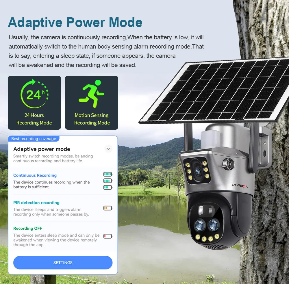 12MP 4G/WiFi Solar Camera Dual Screen Three Lens 10X Zoom Outdoor Surveillance C
