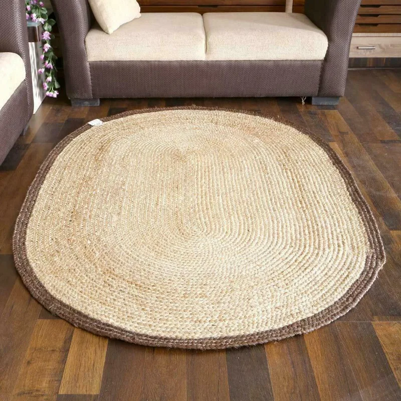 

Oval Rug 100% Natural Braided Jute Handmade Reversible Carpet Outdoor Area Rugs
