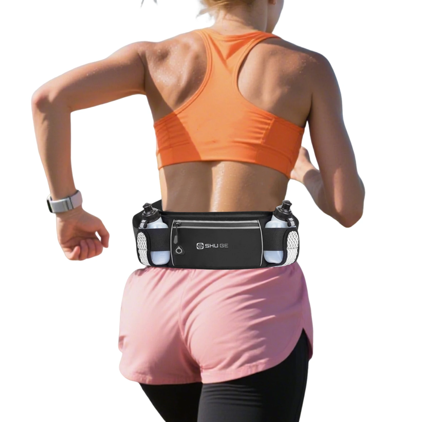 Running Belt with Bottles Fanny Pack with Adjustable Strap Waist Pack for Running Hiking Climbing