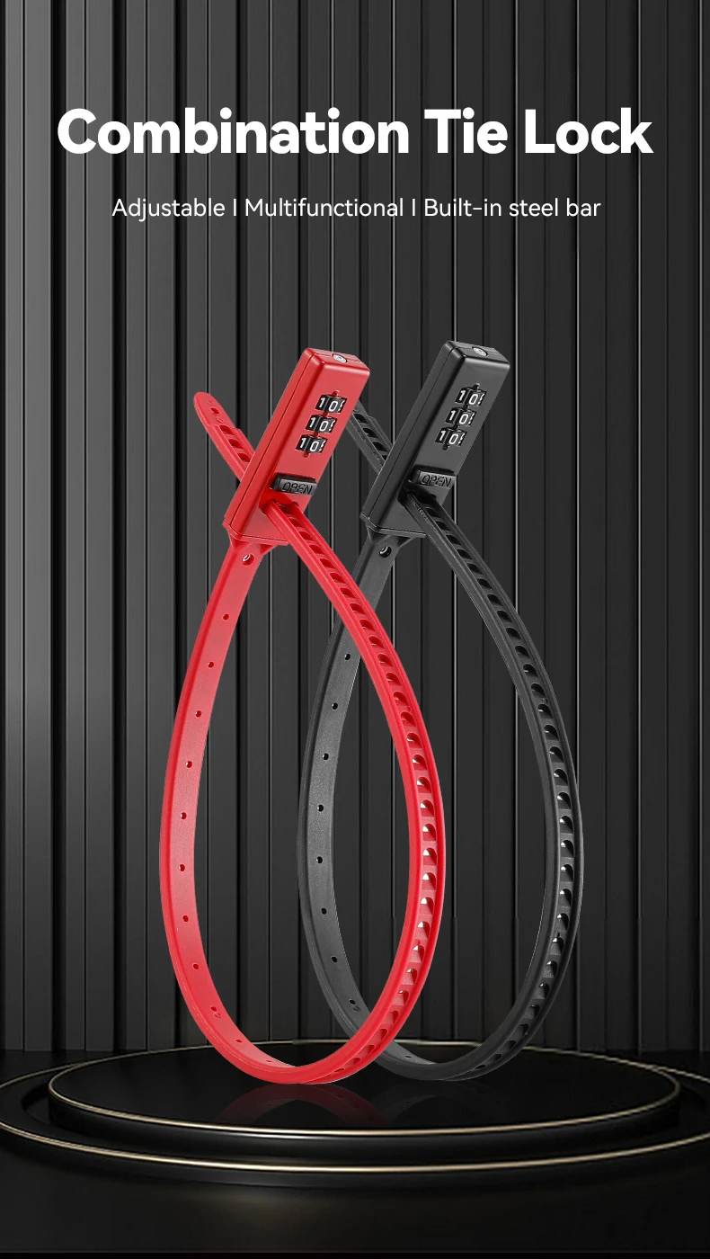 Description Picture 2 of item3-digit Password Helmet Lock Multipurpose Bicycle Electric Scooter Motorcycle Portable Anti-theft Racing Bike Accessories Tie