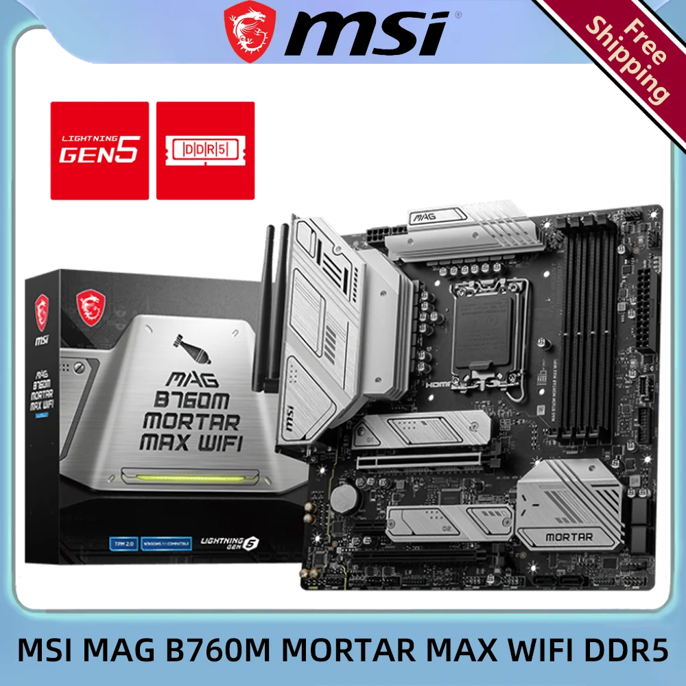 MSIMAG B760M MORTAR MAX Motherboard Gaming, WiFi, DDR5, MATX, PC, Wi