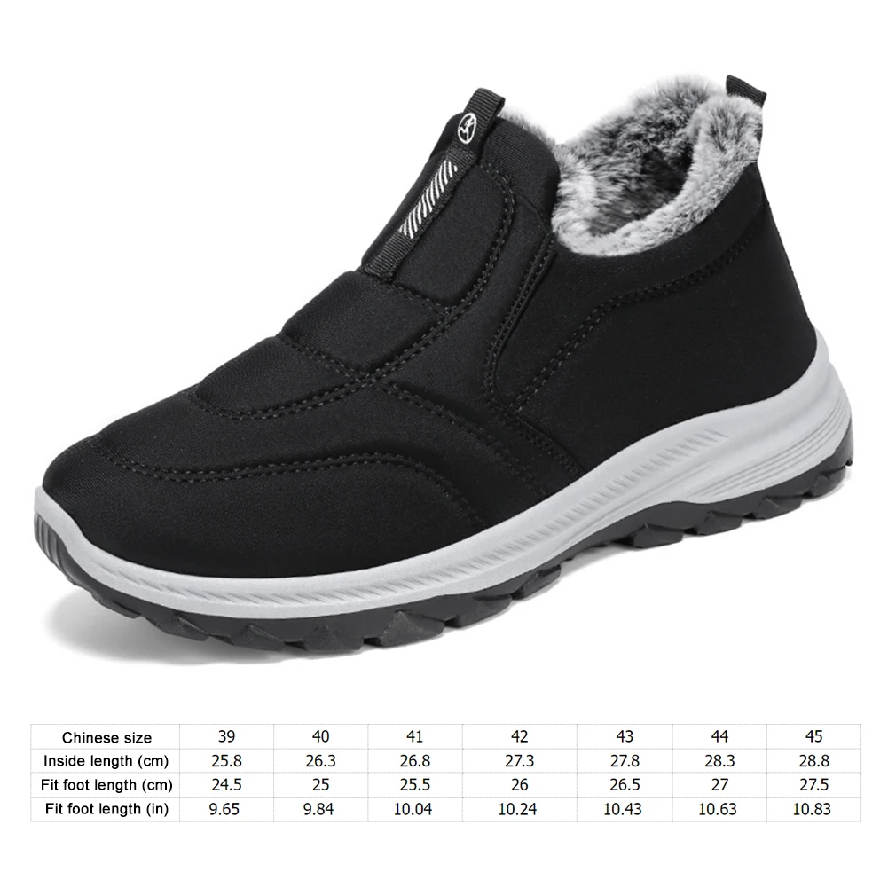 Warm Walking Shoes Lightweight Thermal Ankle Boots Non-slip Slip On Sneakers Winter Thick Fur Shoes for Travel Hiking 6