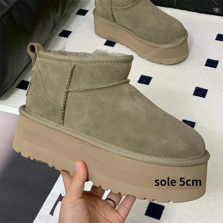

Ultra Mini Platform Boot Designer Woman Winter Ankle Australia Snow Boots Thick Bottom Real Leather Warm Fluffy Booties With Fur