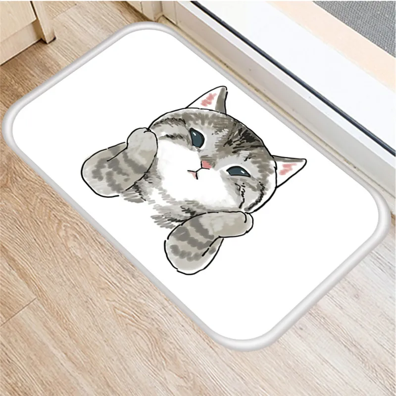 Cats Welcome Floor Mats Animal Cat Printed Bathroom Kitchen