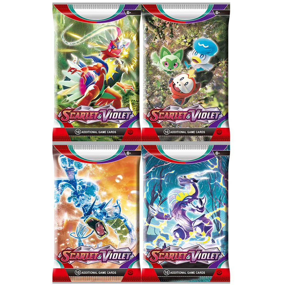 Carte Pokémon Koraidon et 4 paquets de 10 cartes en boîte métal