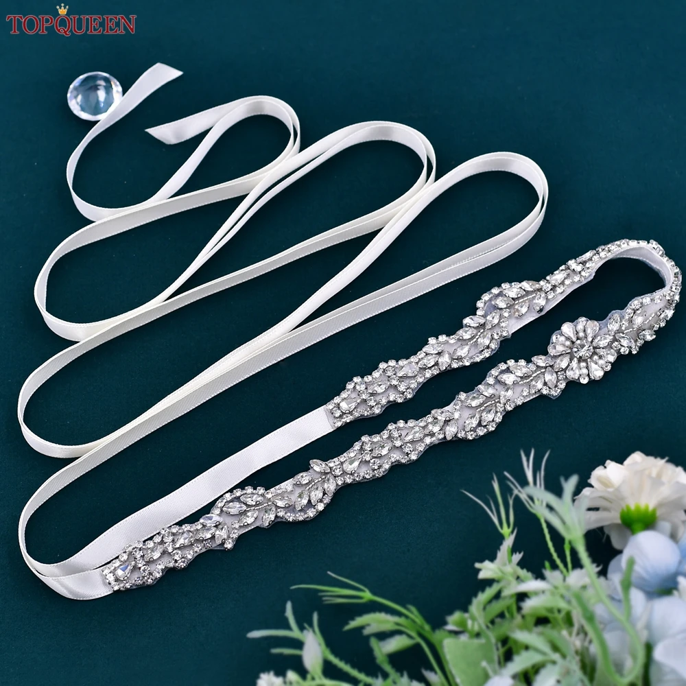 TOPQUEEN Women's Wedding Dress Belt Bridal Jeweled Sash Women's Formal Dress Waist Decoration Bridesmaid Belt Customized S32