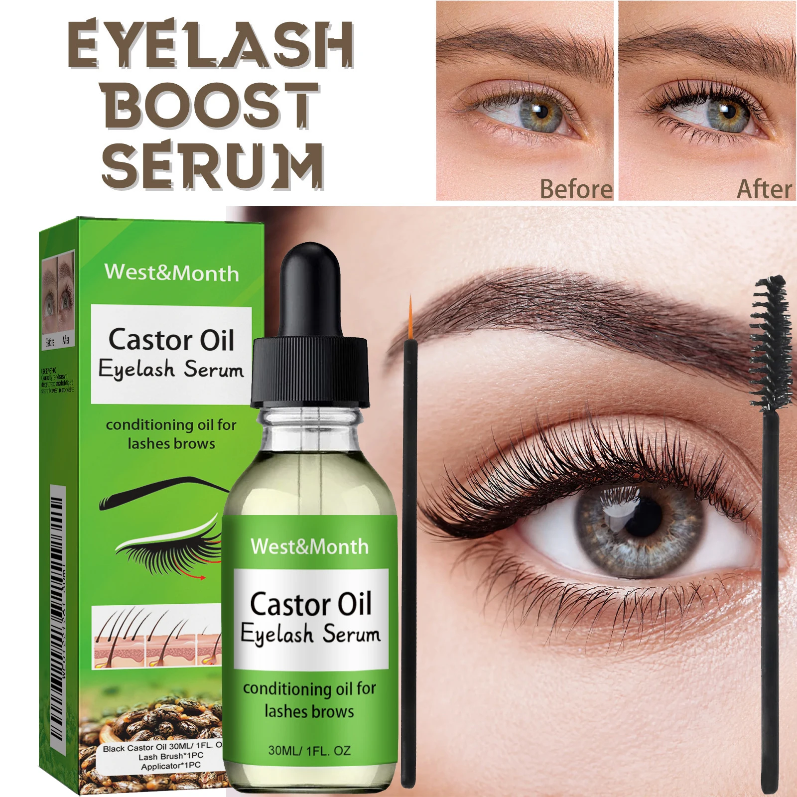 

Fast Eyelash Growth Serum Liquid Moisturizing Pure Castor Oil Thicken Eyelashes Natural Curling Lash Lifting Care Product Makeup