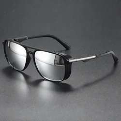 Vintage Square Frame Goggles - Wind & Dust Protection, UV400 Unisex (C5 - silver mirror)