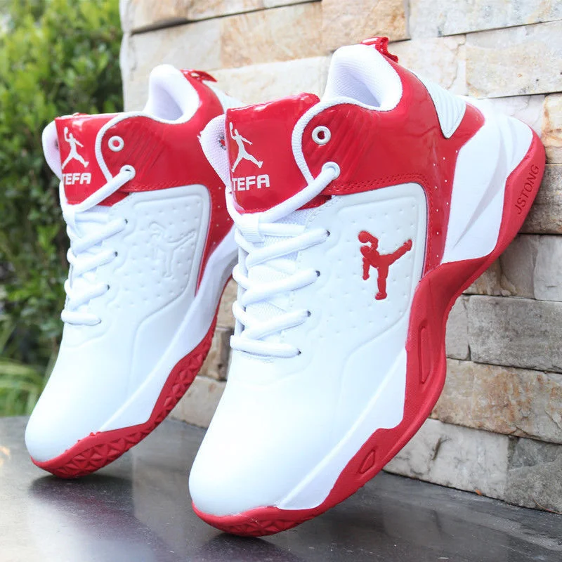 

Brand Professional Men's White Red Blue Basketball Shoes Basketball Sneakers Anti-skid High-top Couple Man Basketball Boots