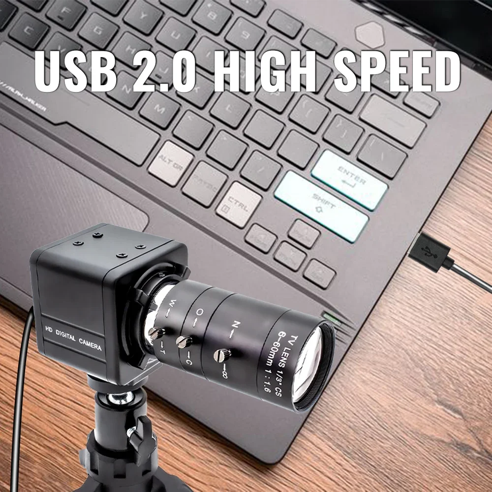 Global Shutter USB Camera 1080P 90FPS Industrial Metal Box With 5-100mm Varifoca
