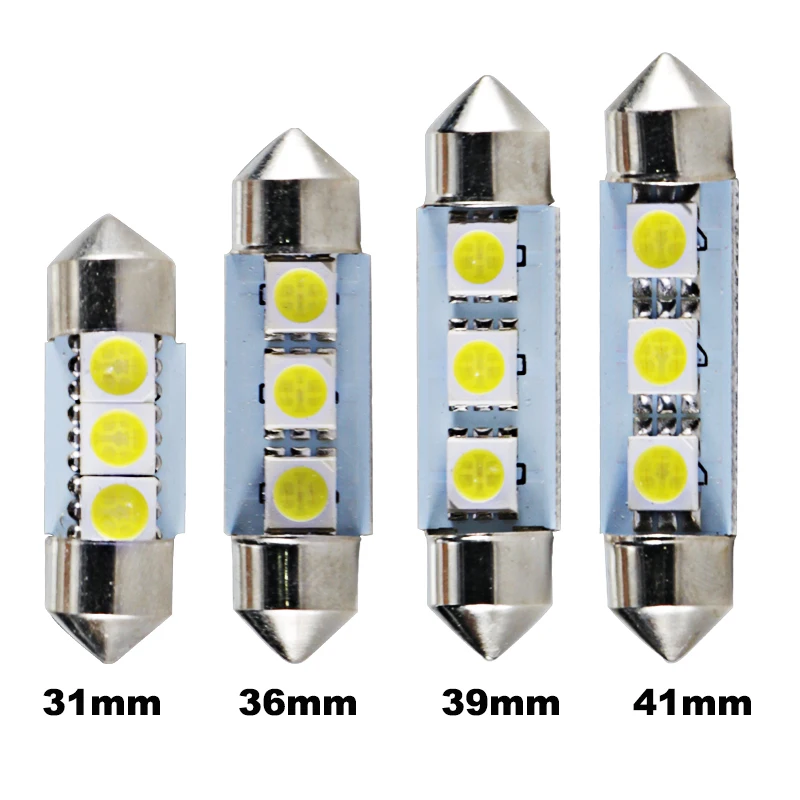 Led Car Light Festoon 31mm 36mm 39mm 41mm C3W C5W C10W Canbus 12V 24V Auto Interior Reading Dome Bulb Truck License Plate Lamp