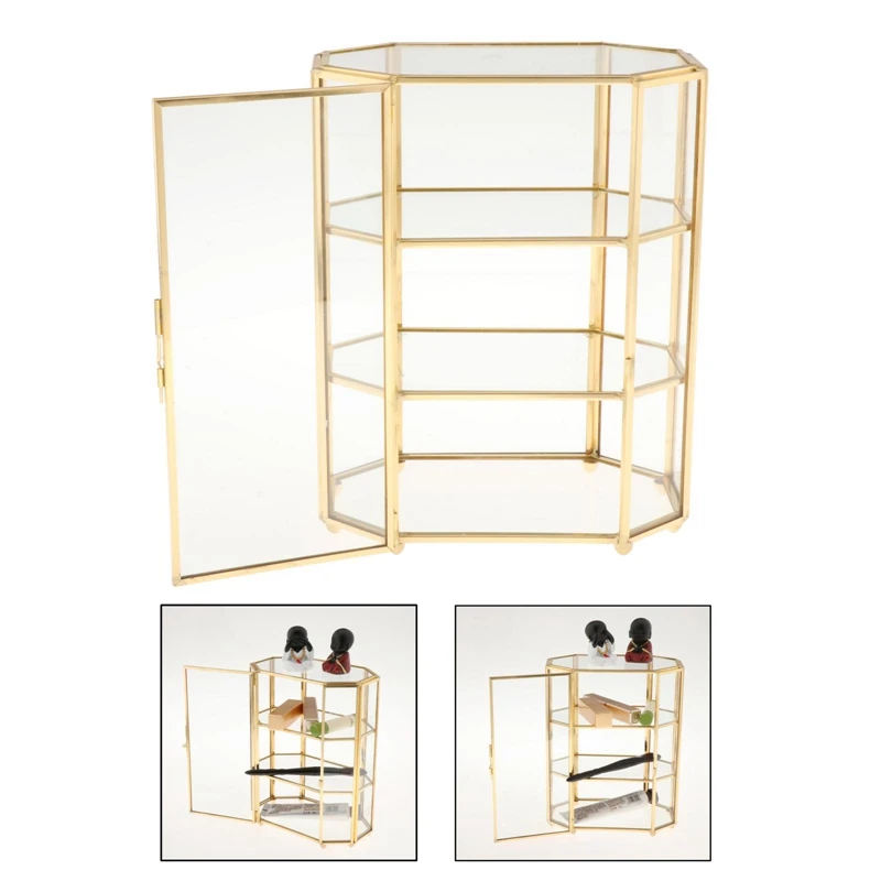 3-Tier Jewelry Box Glass Makeup Organizer Jewelry Box Multifunction Display Case For Dressing Table Decoration Storage 5