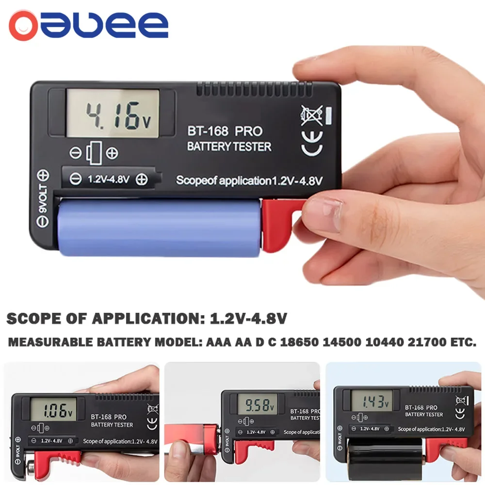 Battery Tester Lithium Battery Tester Electronic Load Tester Digital Lithium Battery Capacity Tester BT-168 Checkered load analyzer Display Check AAA AA Button Cell Universal Test