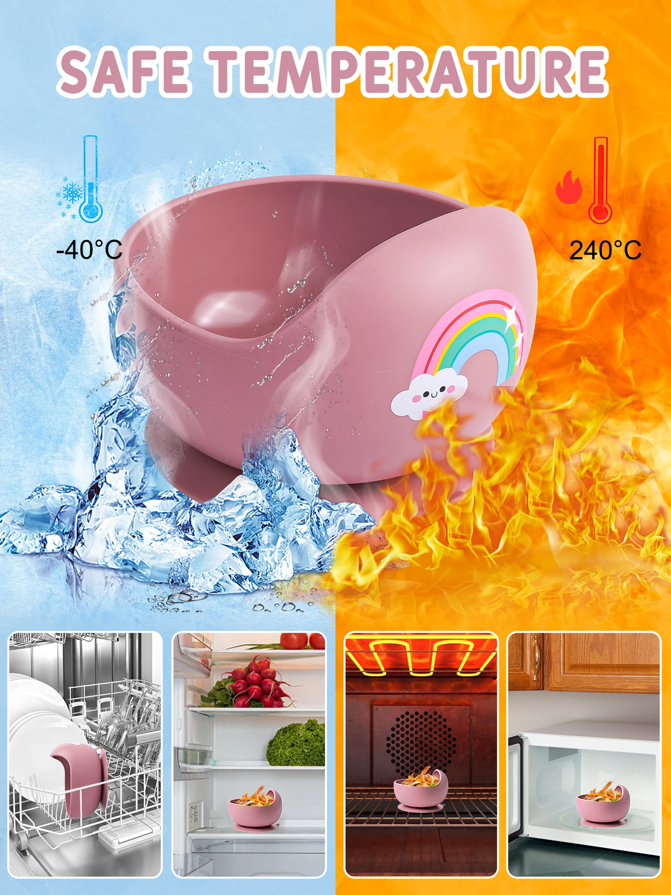 1PC Baby Safe Silicone Dining Plate Suction Cartoon Children Dishes Feeding Toddler Training Tableware Retro Kids Silicone Bowl 4