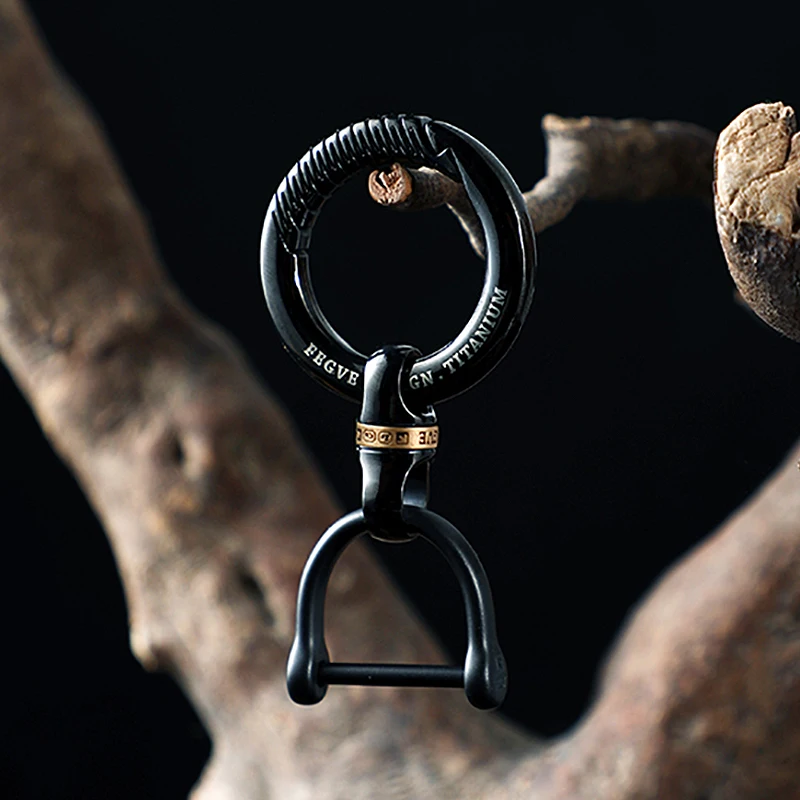 Sleek Black Titanium Luxury Keychain - Lightweight EDC Jewelry for Keyring Holder & Stylish Gift