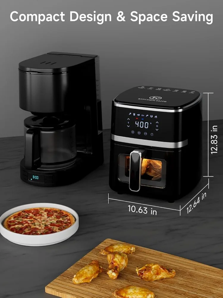 Air Fryer Oven 5.28 Qt,7-in-1 Digital Display Compact Cooker with Easy View Windows,Space-saving,non-stick pan 4