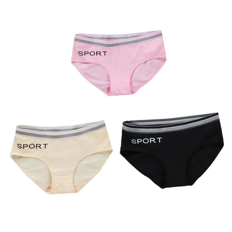 

3PC Teenager Briefs Girls Underwear Cotton Sports Letters Breathable Pupils 8-12-14 Years