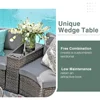Outdoor Patio Furniture 11-Piece Half-Moon Sectional Round Set Curved Sofa with Coffee Table Suitable for outdoor courtyard use 5