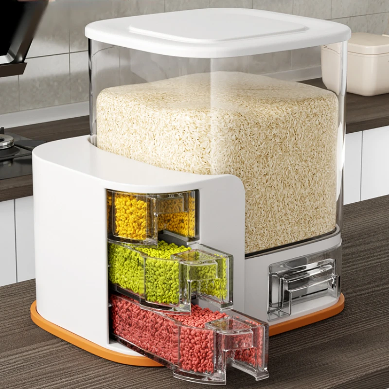 

10KG Kitchen Countertop Dry Food Storage Container Cereal Dispenser Simple Rice Storage Collection With Lid Home Furniture