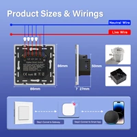 BSEED 1/2/3/4Gang 2Way Zigbee Light Switch Smart Click Button Switch Glass Panel Tuya Smart Life Alexa Voice Control 3 Colors - Image 6