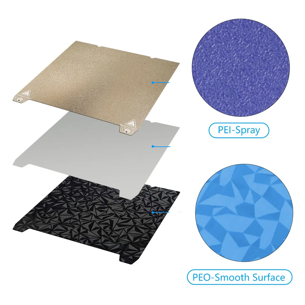 Creality K1 Max 빌드 플레이트 텍스처 페이 시트 스프링 스틸 310x315mm K1MAX 가열 침대용 부드러운 PEO PET PEY 이중 인쇄
