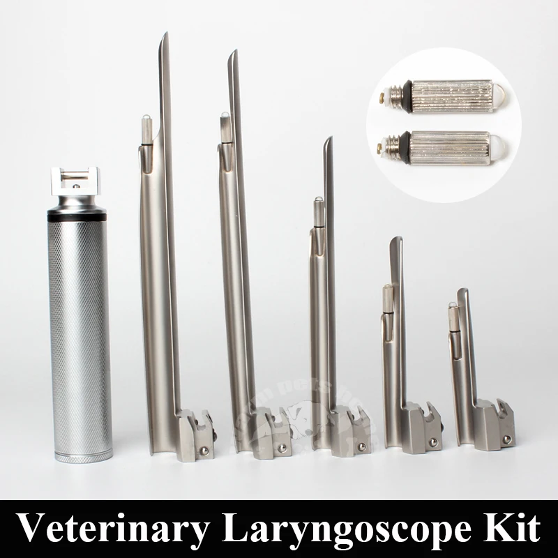 Veterinary Laryngoscope Kit Set 5 Blades For Animals Dog Cat Vet Clinic Hospital Equipment