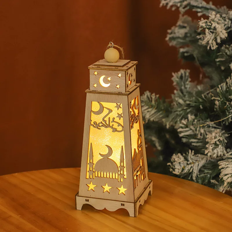 

2023 LED Ramadan Wooden Moon Lamp Orb Lamp Muslim Holiday Decorative Castle Lamp Eid Al-Adha Atmosphere Modeling Lamp