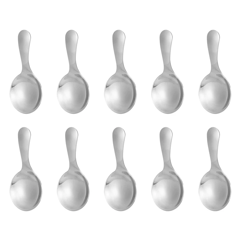 

10 Pcs Stainless Steel Short Handle Spoons Mini Salt Spoons Condiments Spoon Dessert Spoon Tea Coffee Spoons,Silver