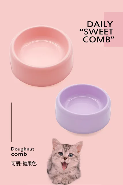 Solid Color Pet Bowls Candy-Colored Lightweight Plastic Single Bowl Small Dog Cat Pet Bowl Pet Feeding Water Bowl 3