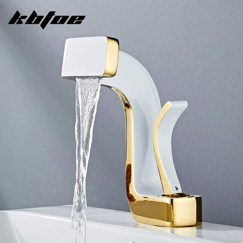 

Luxury Wash Basin Faucet Waterfall Single Handle Bathroom Creative Hot and Cold Water Mixer Sink Taps Crane Brass Tap Torneira