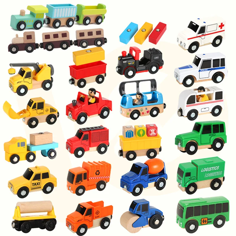 1pc Wooden Train Car Toy Wood Wooden Train Track