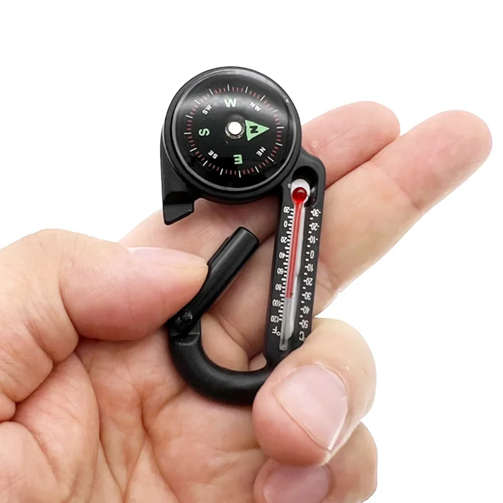 Mini Compass Mini Carabiner Outdoor Mountaineering Buckle Compass Pointer Keychain Thermometer Compass Key Hook Camping Tools Carabiners,mini compass,mini carabiner