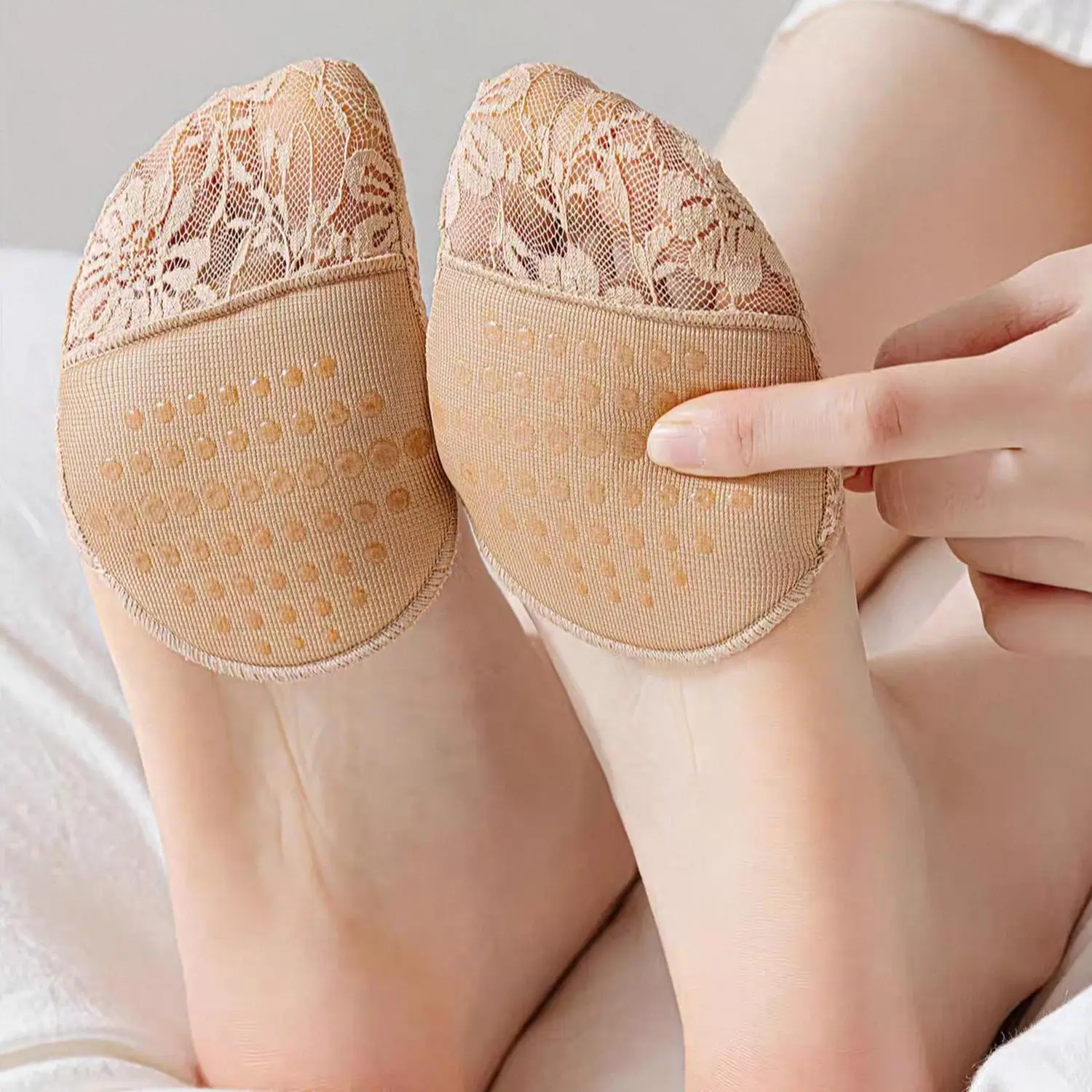 2-20pcs 하이힐 쿠션 미끄럼 방지 실리콘 도트 무늬 보이지 않는 양말 여성용 앞발 깔창 패드 앞꿈치 양말 하프 패드