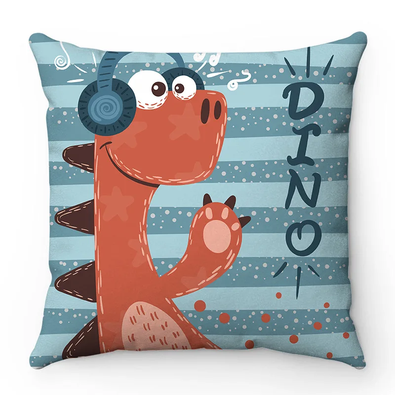 Home Room Gift Sofa Bed Chair Pillowcase Cartoon Dinosaur  Cute  Square 3