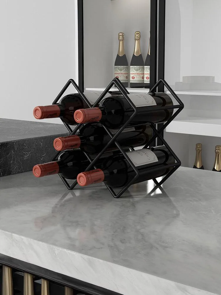 Luxury Designer Red Wine Rack Ornaments Simple Fashion Creative Red Wine Grid Rack Household Oblique Storage MS80