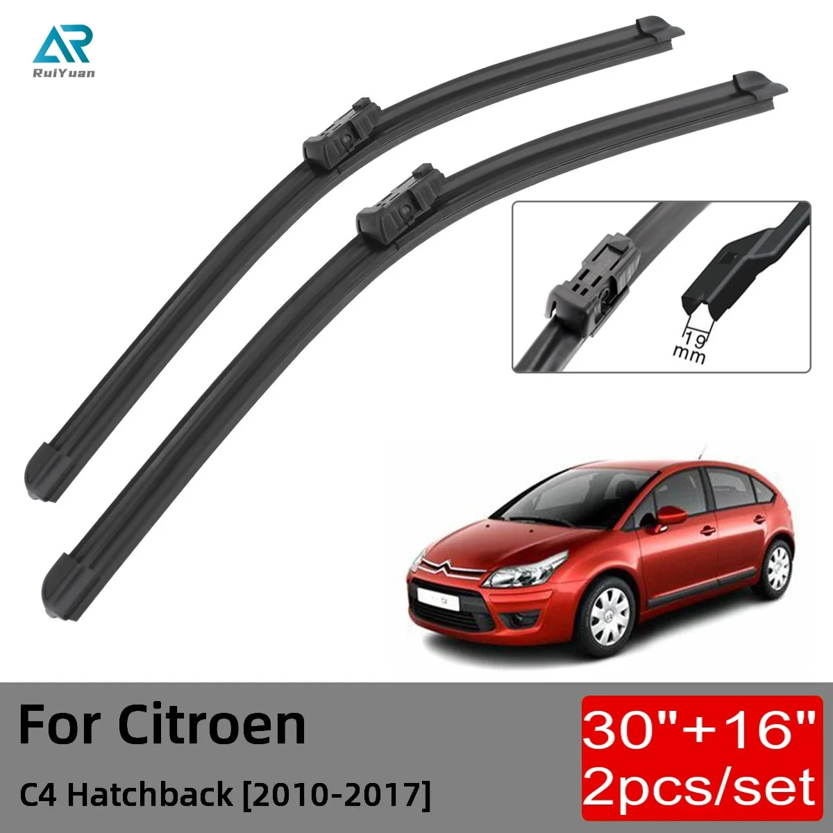 

For Citroen C4 Hatchback 2010 2011 2012 2013 2014 2015 2016 2017 Front Wiper Blades Brushes Cutter Accessories