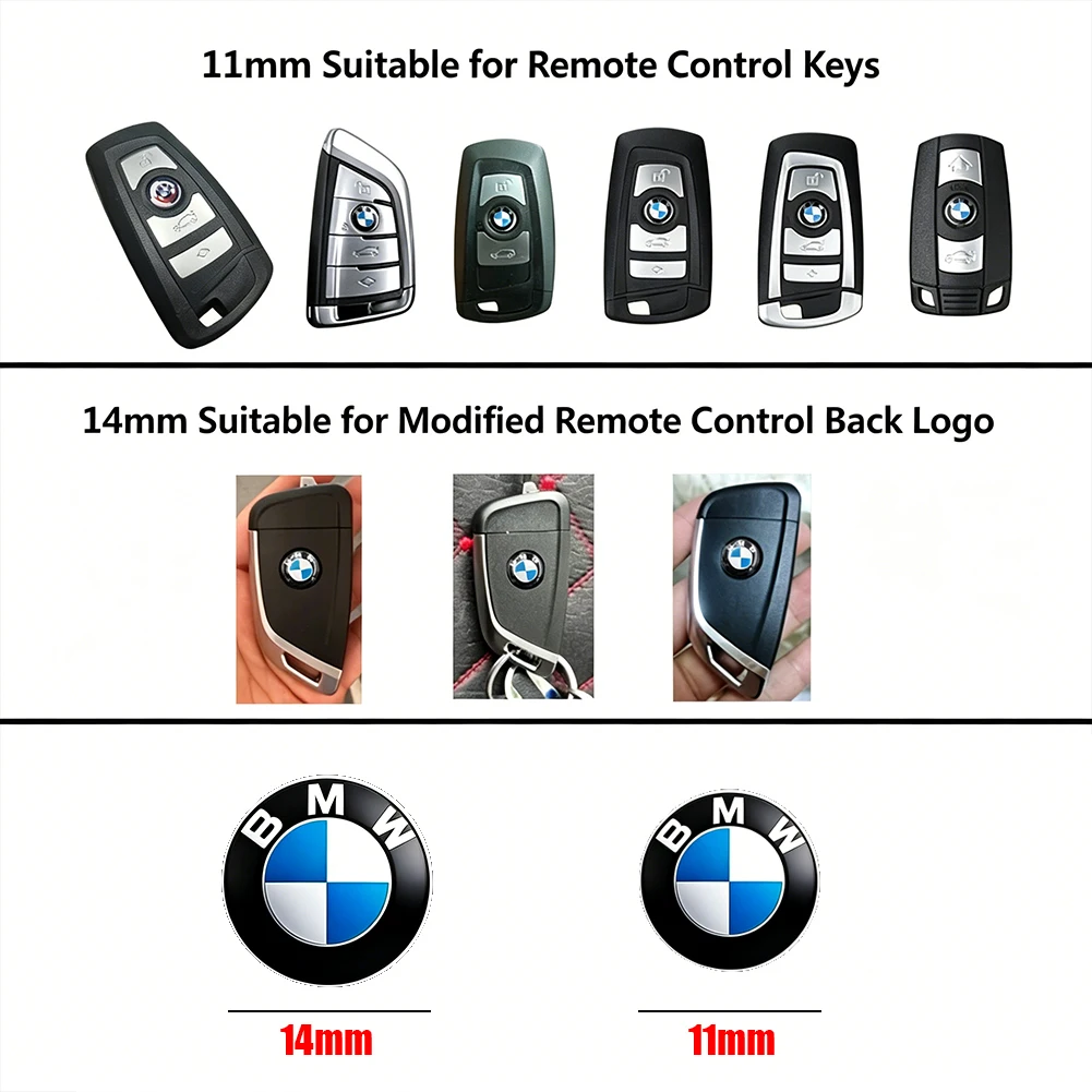 11/14mm 자동차 리모컨 키 스티커 배지 엠블럼 자동차 액세서리 (BMW G80 G06 G07 G42 G14 G15 G16 F82 F20 F21 F83 M2 M3 M4 M5 M8 용)