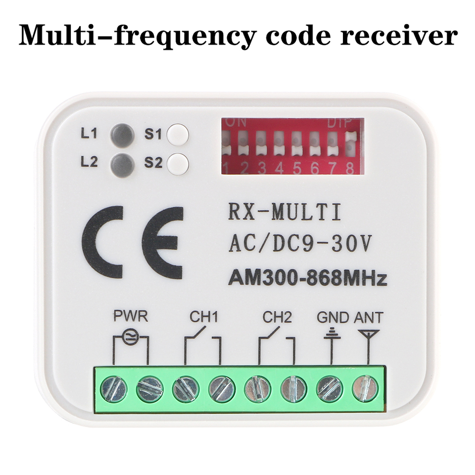RX Multi 300-900MHz AC/DC 9-30V Gate Remote Control Switch Module Relay Garage Door Receiver For 433MHz 868MHz Universal