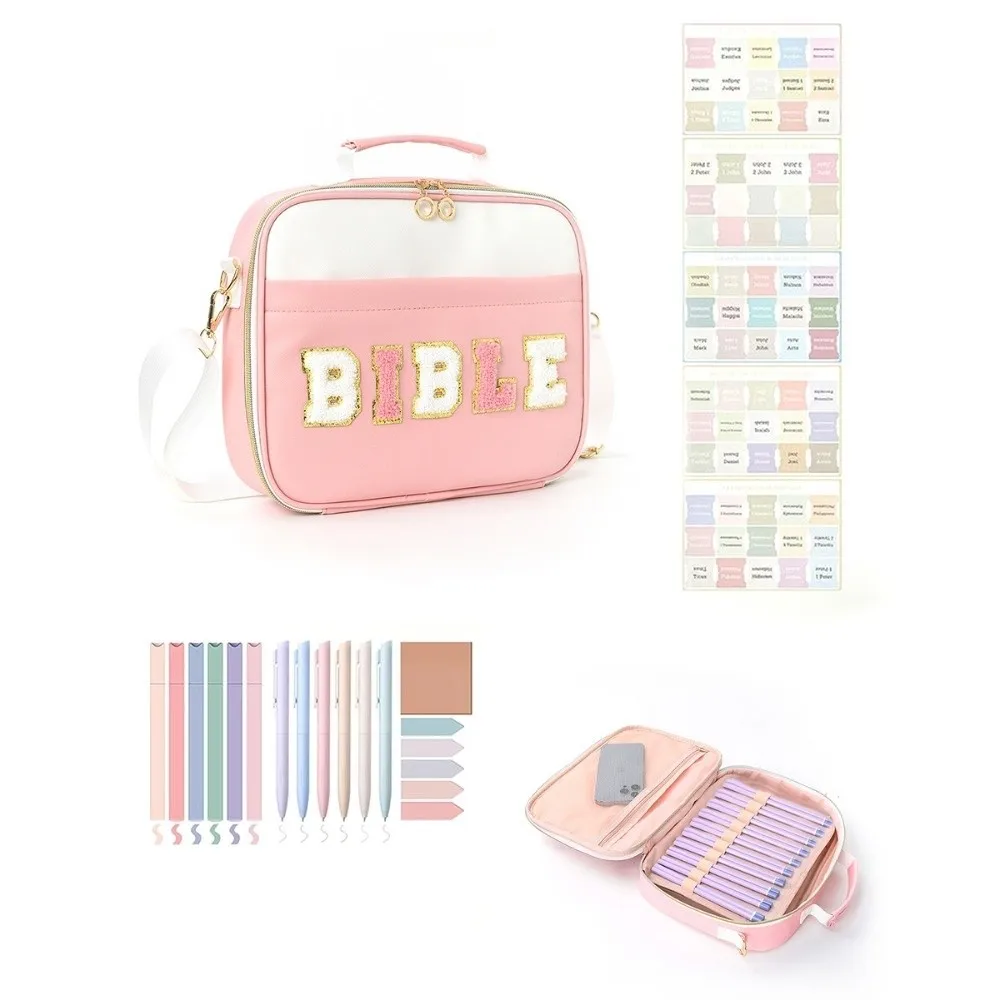 Portable Bible Cover Case Large-capacity Dustproof Bible Carrying Bags Multilayer with Shoulder Strap Book Storage Bag