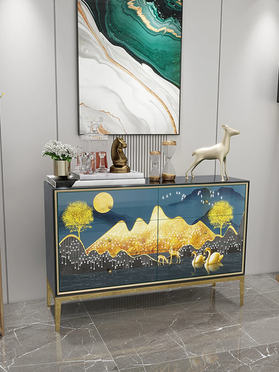 

Light Luxury and Simple Decoration Six Bucket Cabinet Solid Wood Meal Edge Cabinet New Chinese Style Art Gateway Cabinet