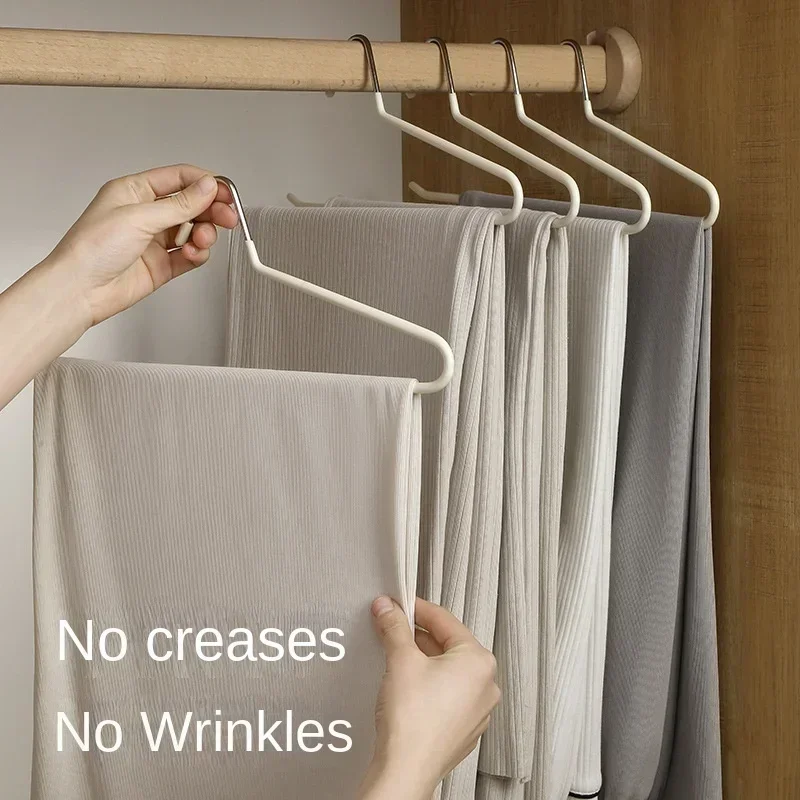 Seamless Trouser Hanger Non-Slip Metal Shirt Trouser Hook Hanger Open Pant Coat Wardrobe Organzier Clothes Rack 5/10pcs