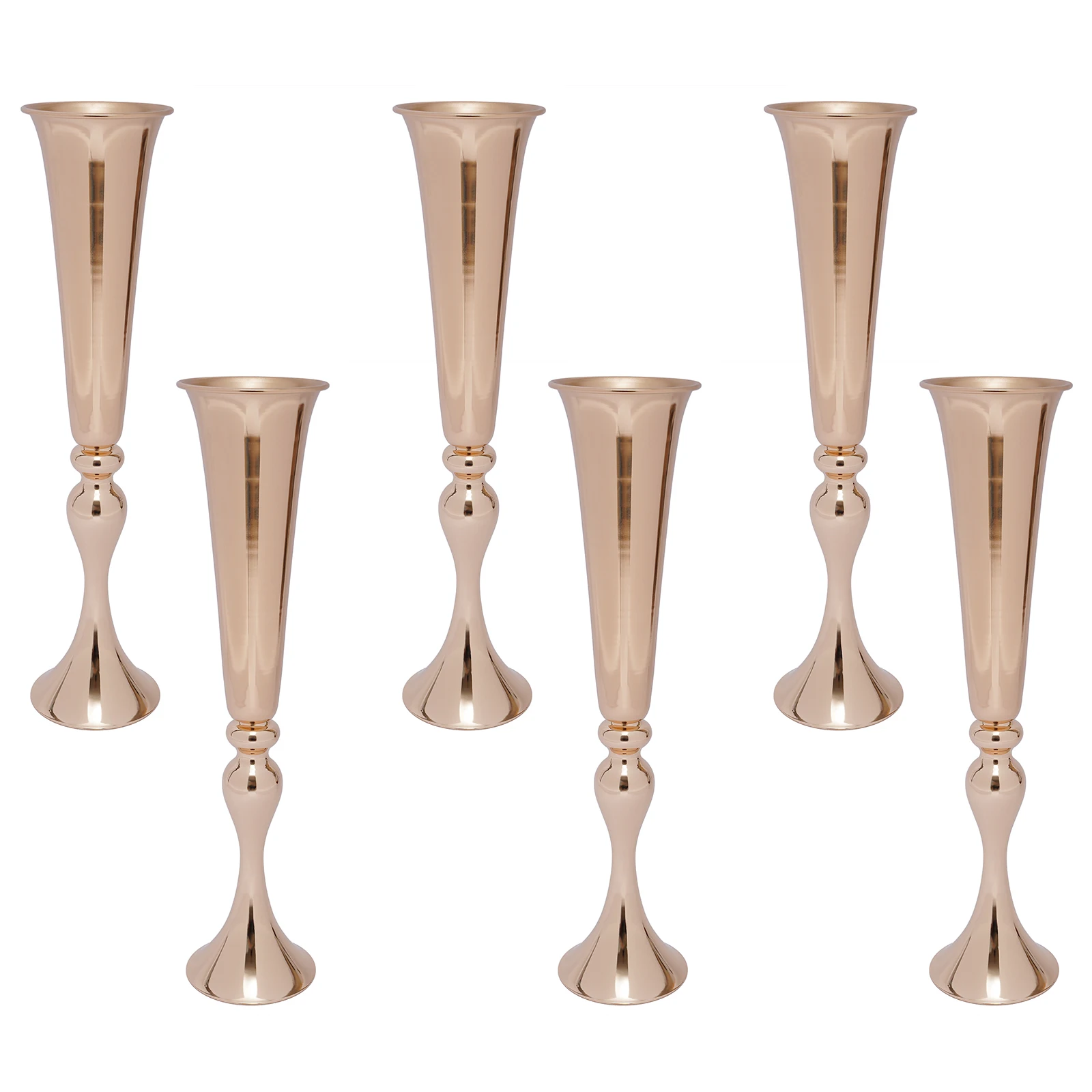 6-piece set of 56.5cm wedding decoration vase Metal Flower Stand Table Vase Centerpiece Wedding Decor Prop Gold-Plated Trophy