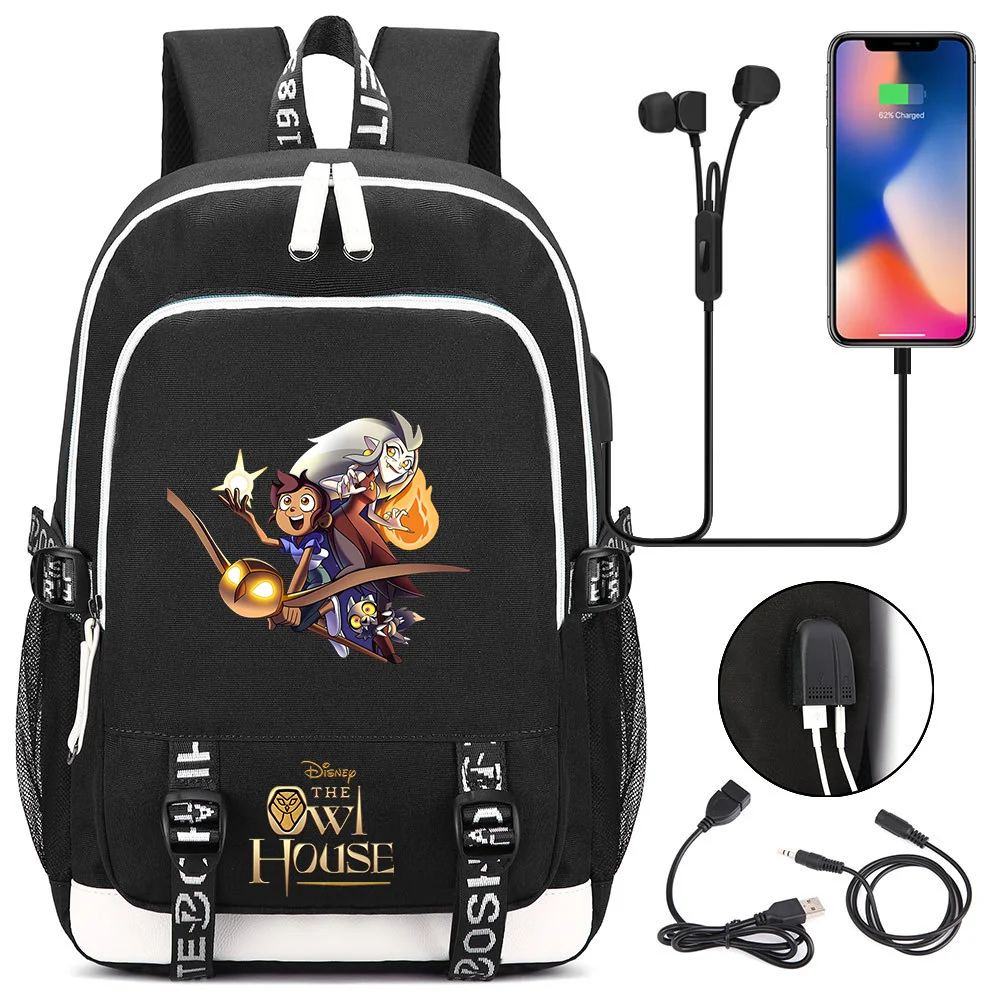 

Fashion Disney The Owl House Backpack Teenager USB Charging Laptop Casual Backpack Boy Girl Student Book Bag Mochila Travel Bag