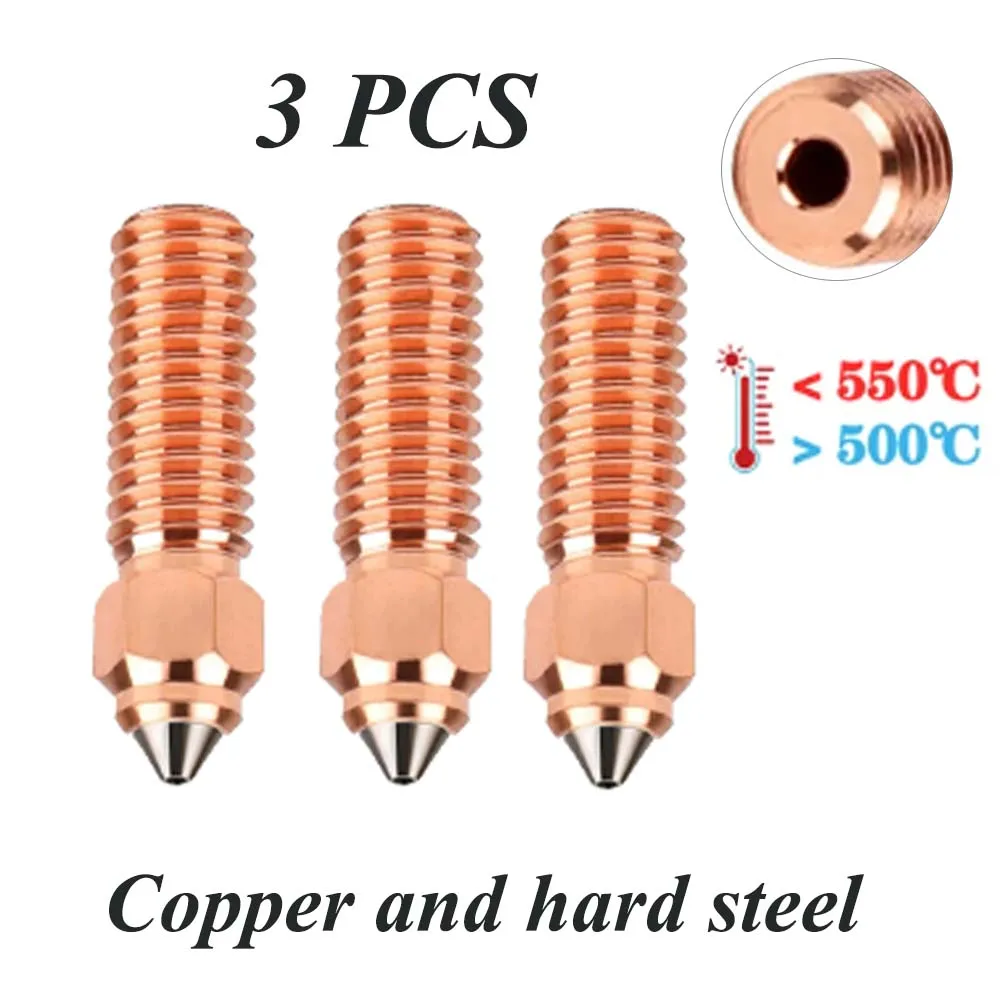 Premium Brass-Plated Copper Hard Steel 3D Printer Nozzles