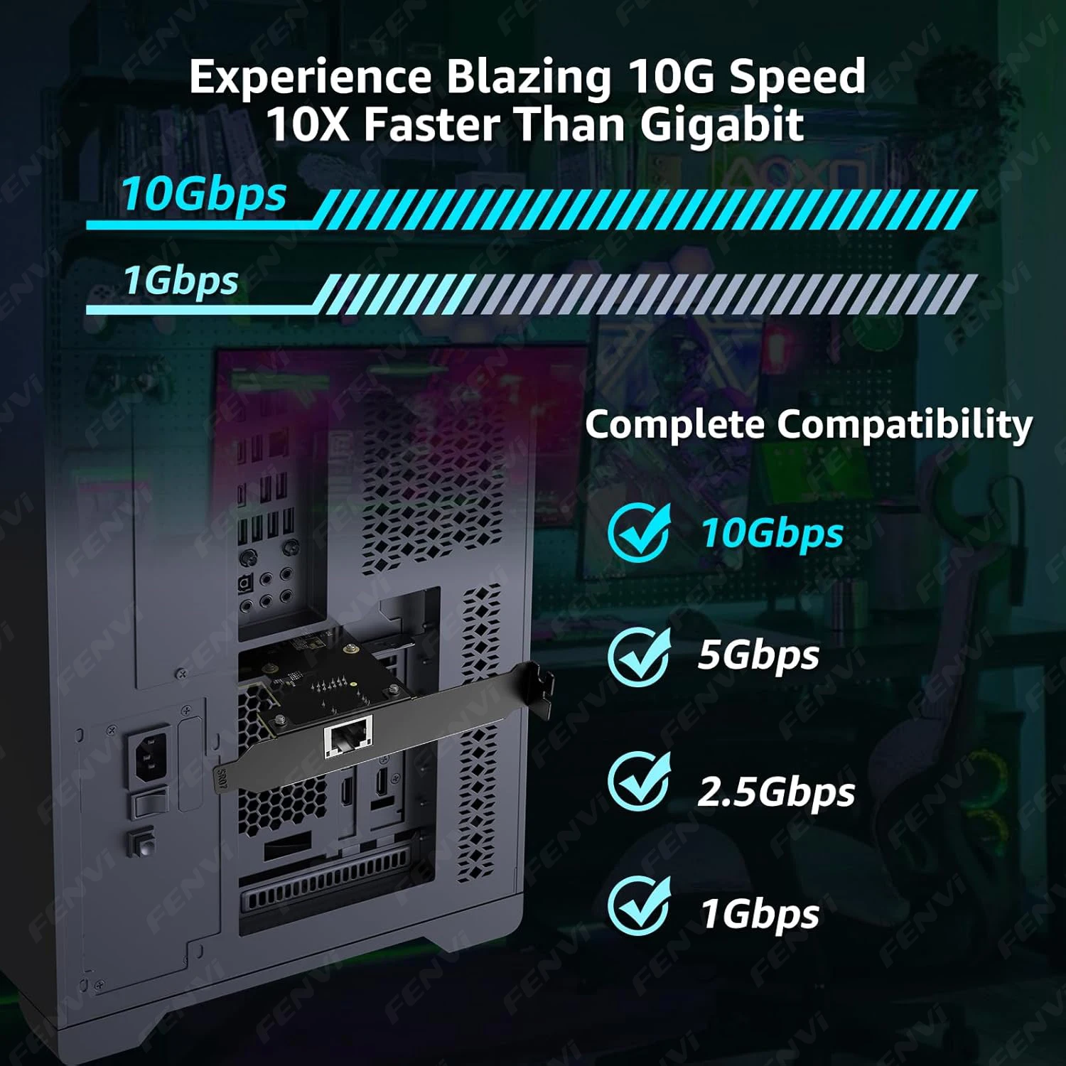 10Gbps PCIe-RJ45 네트워크 카드 Marvell AQC113 1G/2.5G/5Gbps 10000Mbps 기가비트 이더넷 PCI-E LAN 어댑터(PC Windows 10/11용)