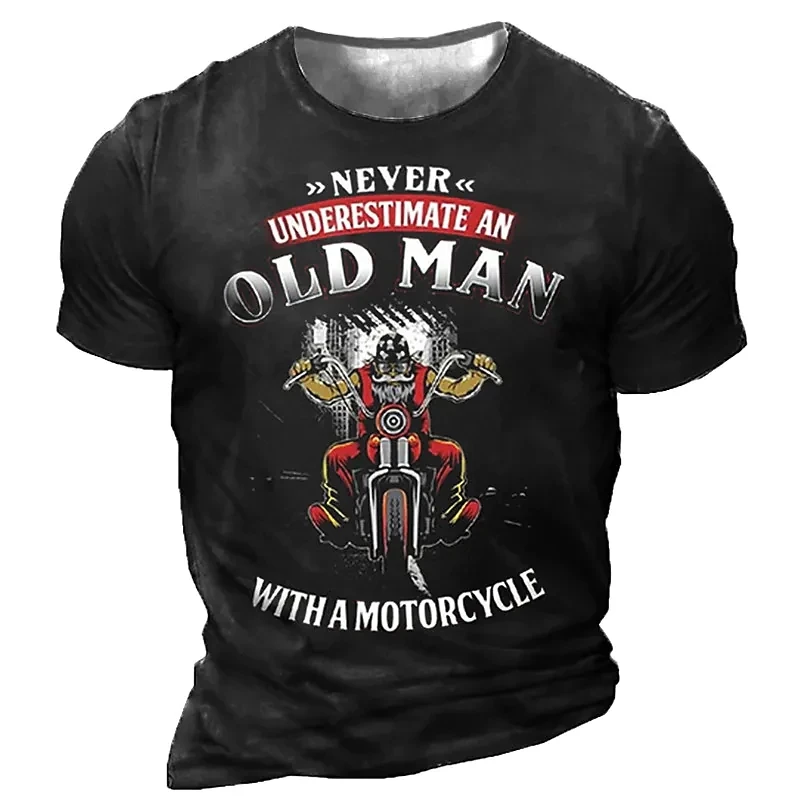 

Summer Motorcycle T-shirt For Men Motor Biker 3d Print Vintage Short Sleeve Old Man Tee Shirt Homme Moto T-shirt Racing Camiseta