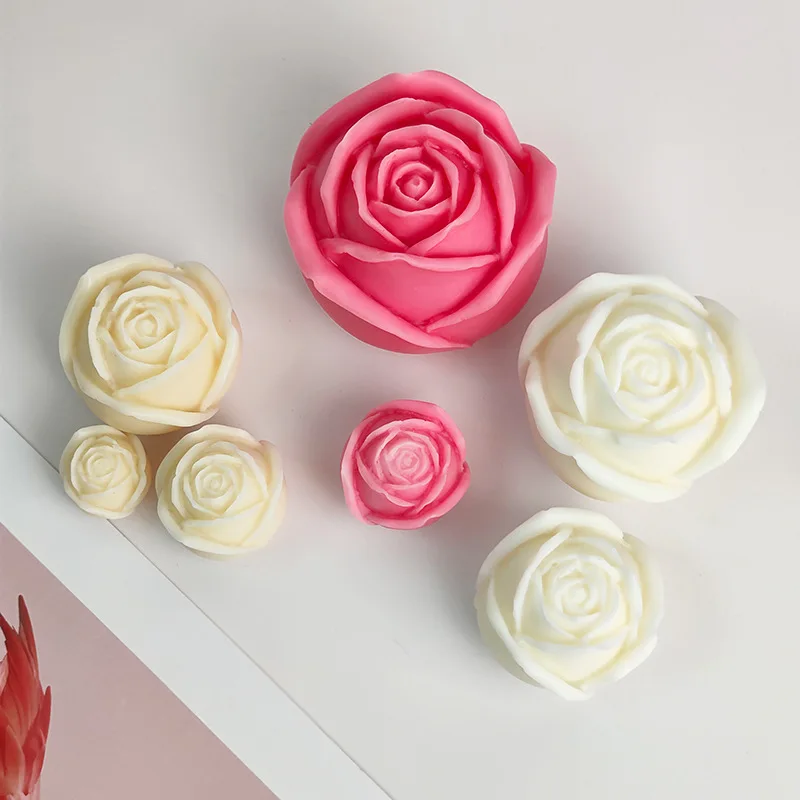 4 Size Rose Silicone Moulds for Valentine\'s Day Ready to Put Rose Gift Chocolate Cake Moulds Candle Moulds Gypsum Resin Moulds
